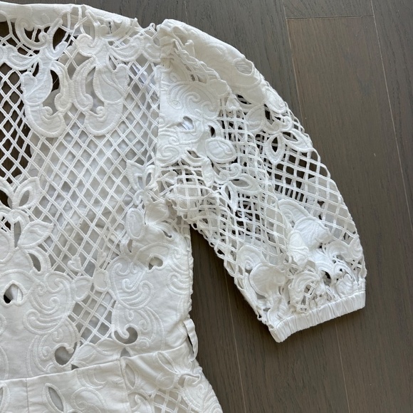 Self Portrait Lattice Embroidered White Playsuit Romper US 4 Bridal Wedding - Picture 13 of 13
